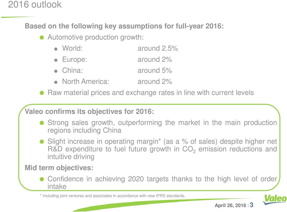 growth, outperforming the market in the main production regions including China Slight increase in operating margin* (as a % of sales) despite higher net R&D expenditure to fuel future