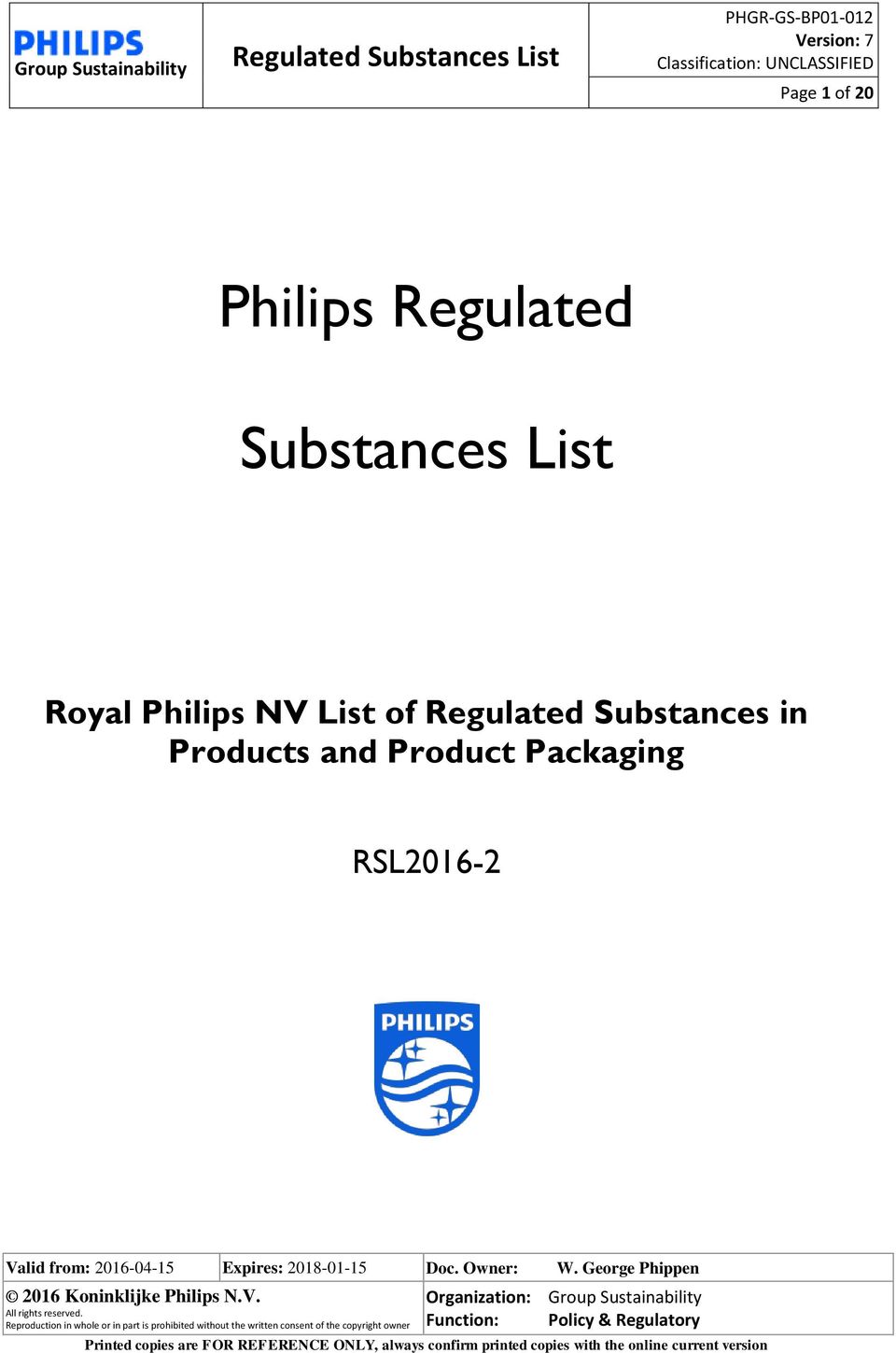 List of Regulated Substances in