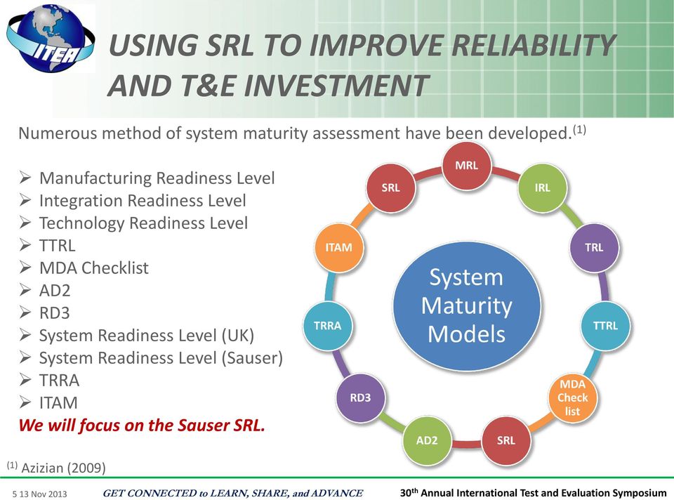 TTRL MDA Checklist AD2 RD3 System Readiness Level (UK) System Readiness Level (Sauser)