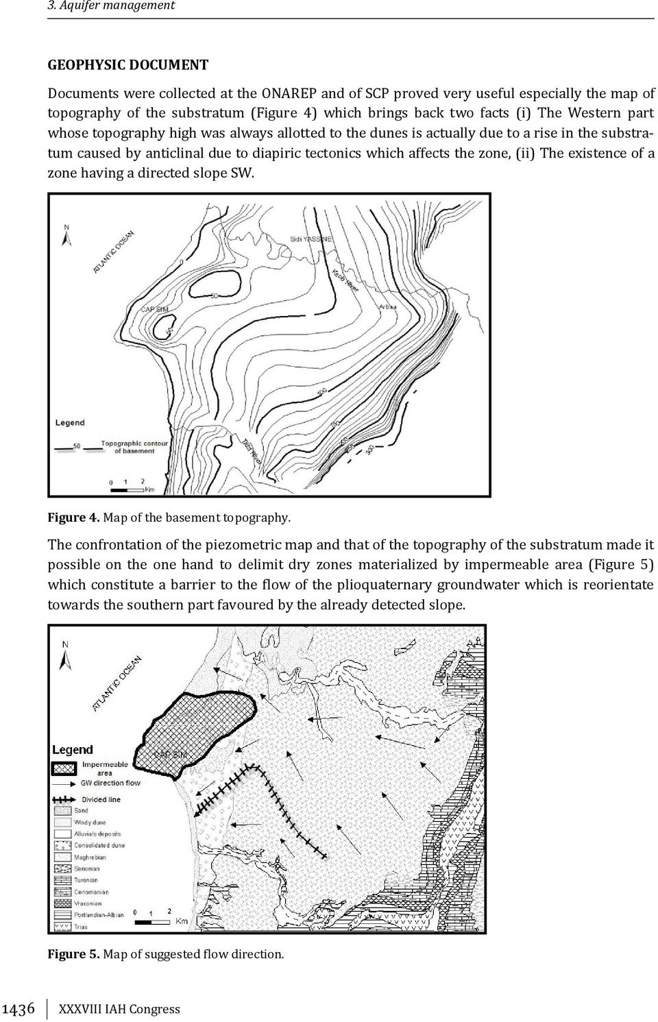 existence of a zone having a directed slope SW. Figure 4. Map of the basement topography.