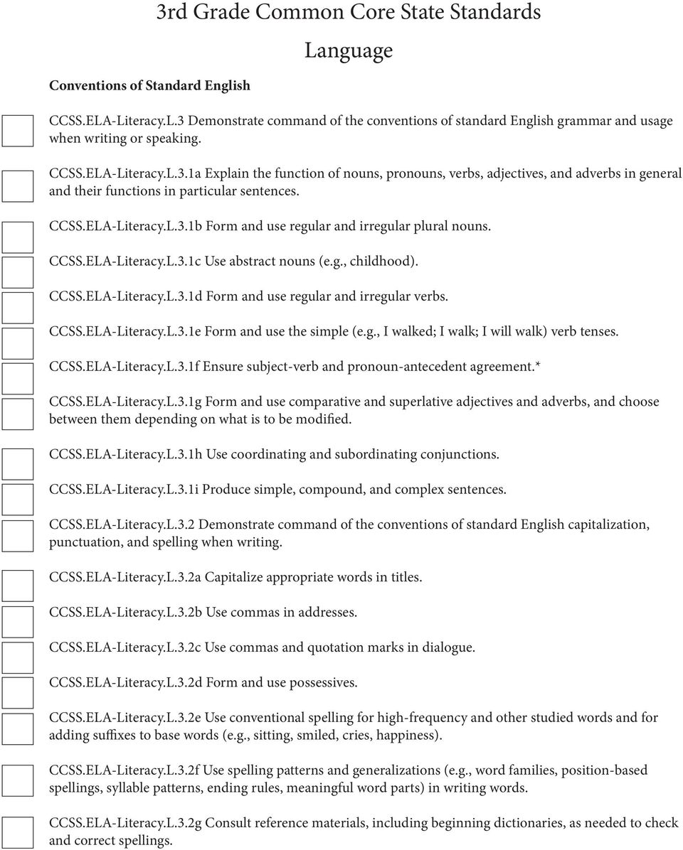 CCSS.ELA-Literacy.L.3.1e Form and use the simple (e.g., I walked; I walk; I will walk) verb tenses. CCSS.ELA-Literacy.L.3.1f Ensure subject-verb and pronoun-antecedent agreement.* CCSS.ELA-Literacy.L.3.1g Form and use comparative and superlative adjectives and adverbs, and choose between them depending on what is to be modified.