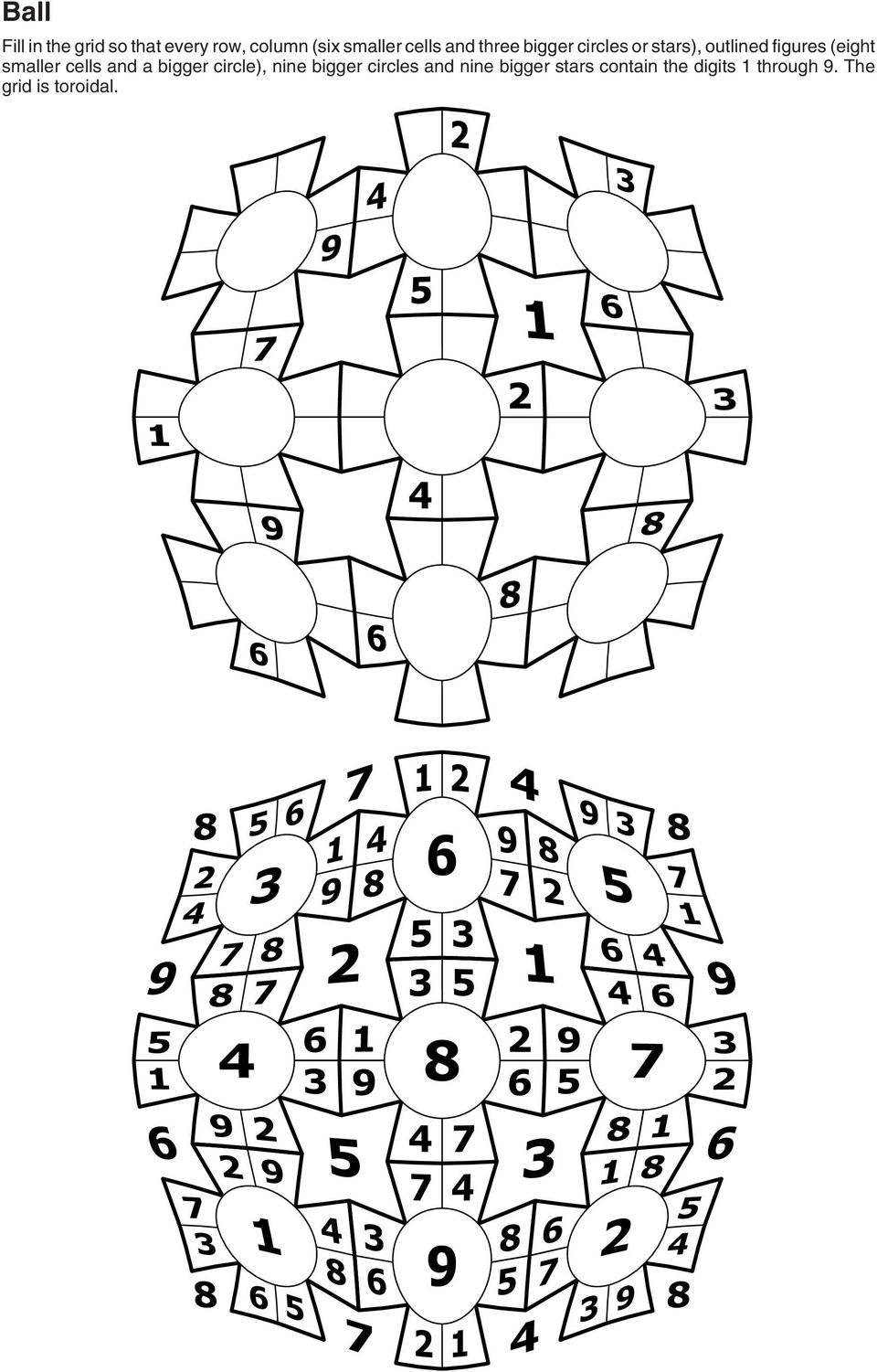 (eight smaller cells and a bigger circle), nine bigger circles
