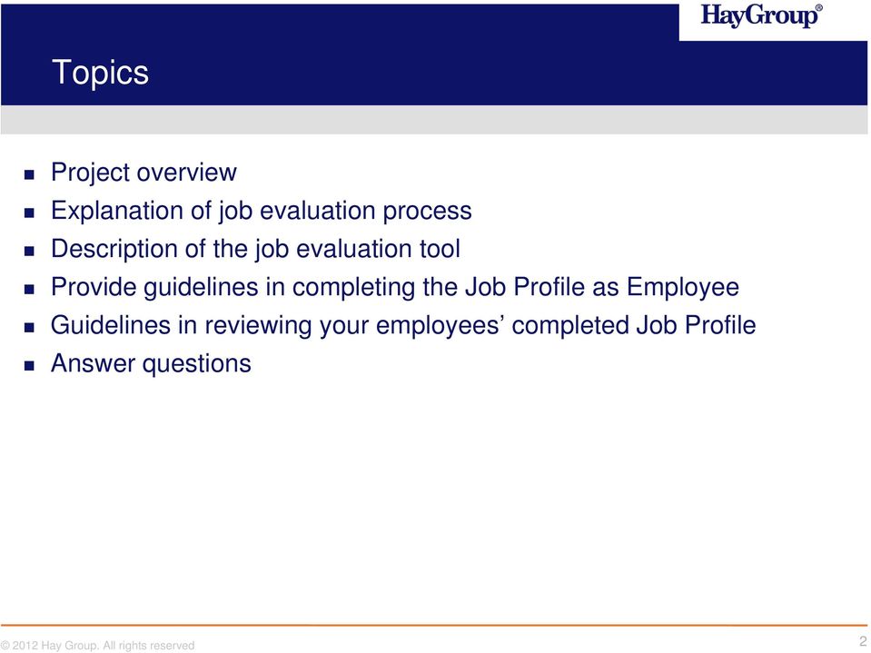 guidelines in completing the Job Profile as Employee