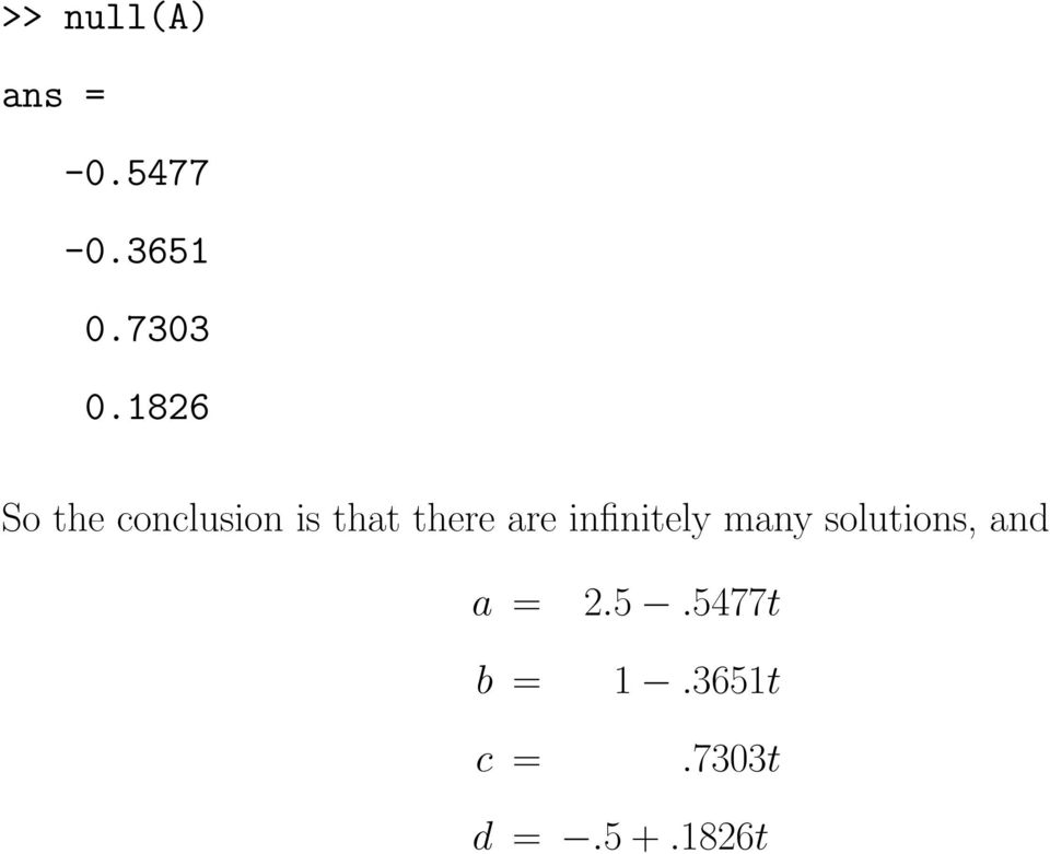 infinitely many solutions, and a = 2.5.