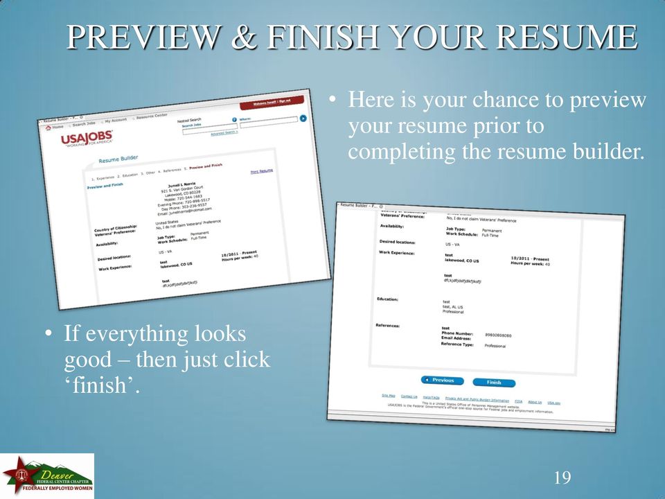 to completing the resume builder.