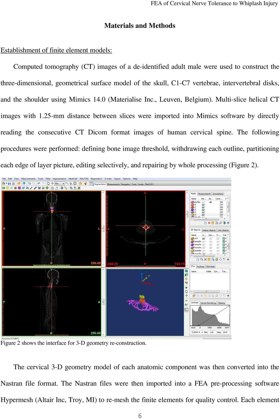 25-mm distance between slices were imported into Mimics software by directly reading the consecutive CT Dicom format images of human cervical spine.