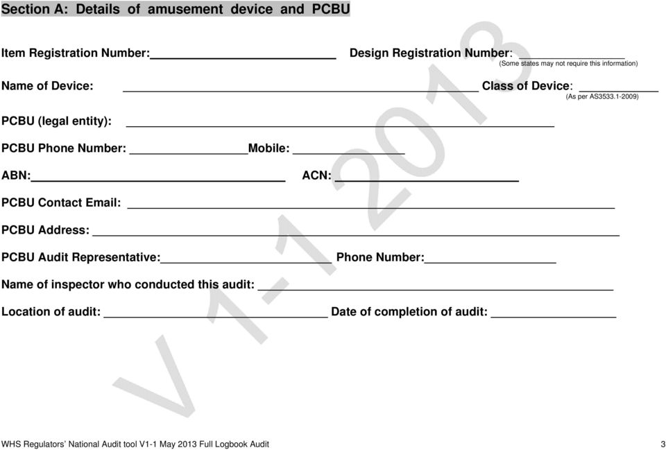 1-2009) PCBU (legal entity): PCBU Phone umber: Mobile: AB: AC: PCBU Contact Email: PCBU Address: PCBU Audit
