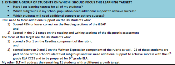 Sample ELA SLT (3/4) ELA Teachers Set Goals that: Require students read and