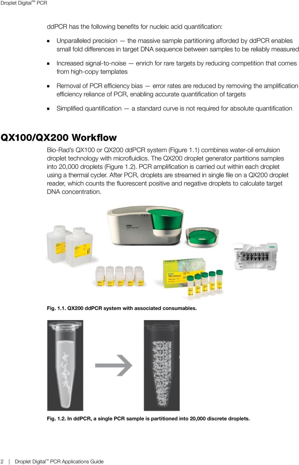 rates are reduced by removing the amplification efficiency reliance of PCR, enabling accurate quantification of targets Simplified quantification a standard curve is not required for absolute