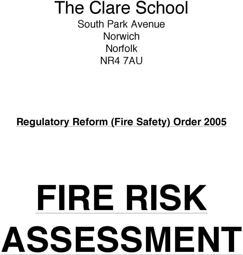 Regulatory Reform (Fire