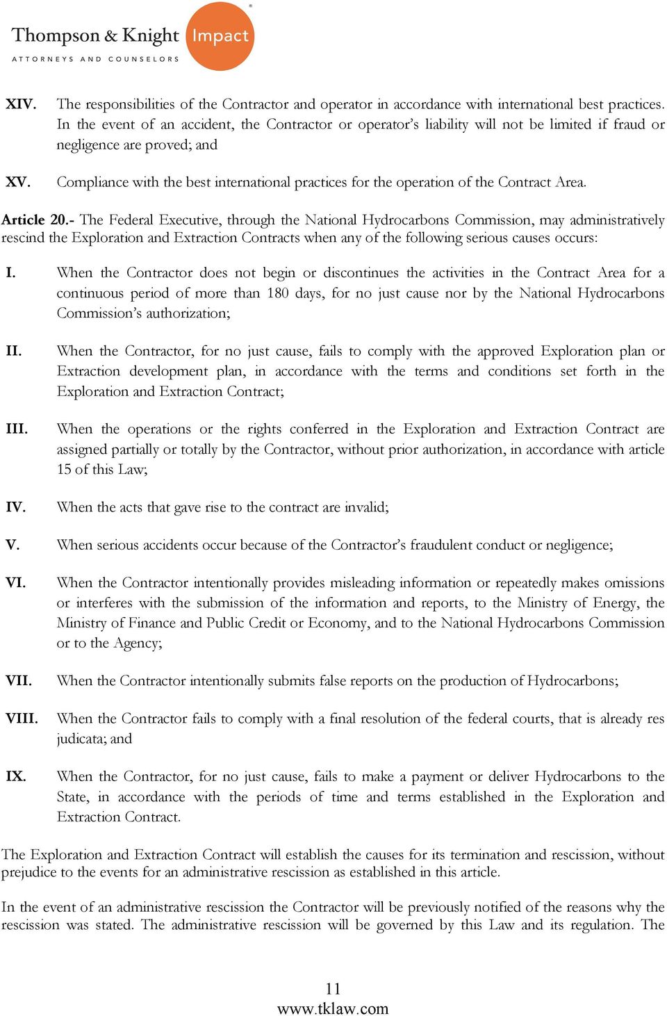 the Contract Area. Article 20.