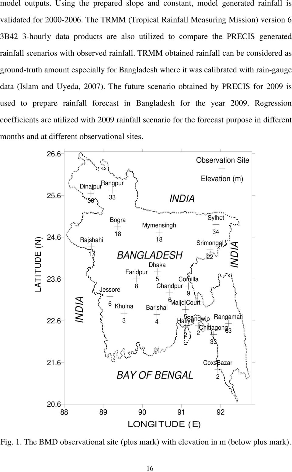 TRMM obtained rainfall can be considered as ground-truth amount especially for Bangladesh where it was calibrated with rain-gauge data (Islam and Uyeda, 2007).