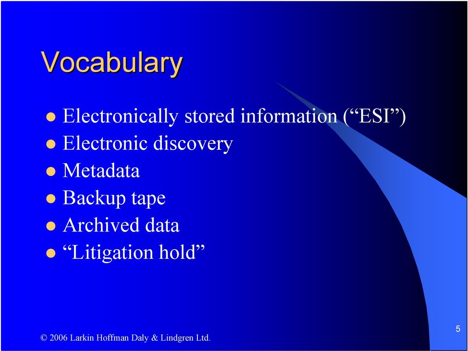 Electronic discovery Metadata