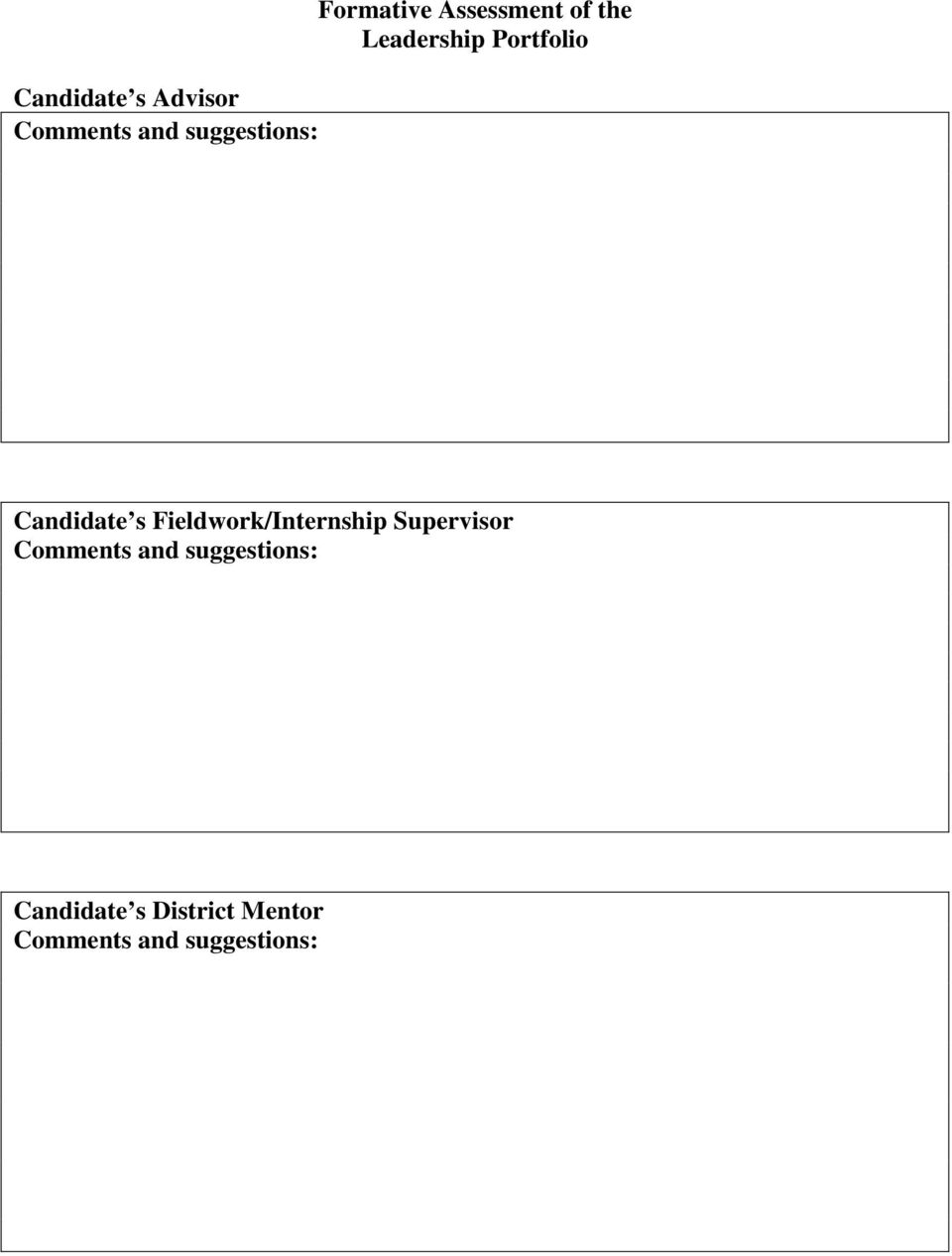 Candidate s Fieldwork/Internship Supervisor Comments