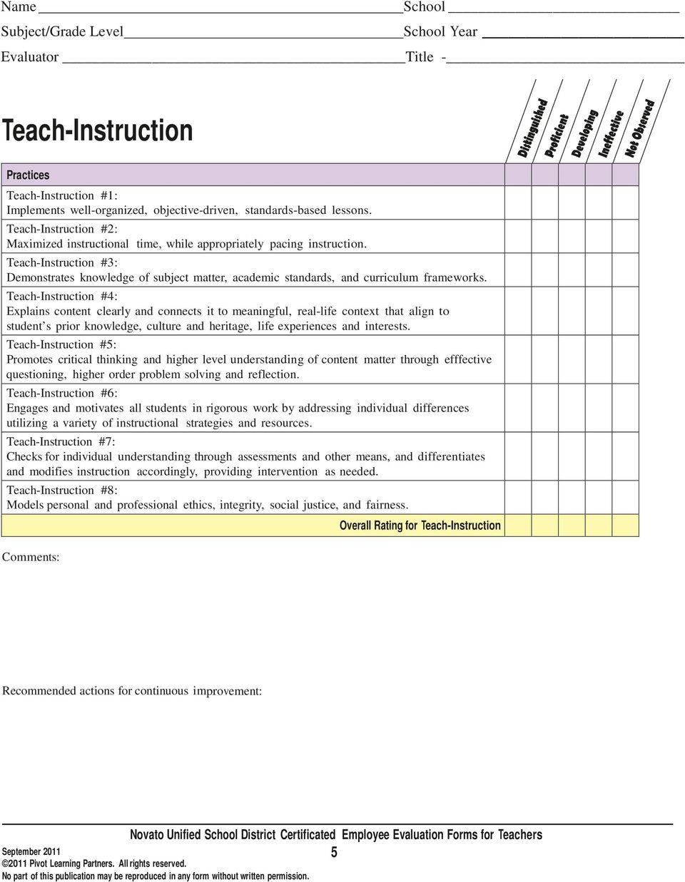 Teach-Instruction #3: Demonstrates knowledge of subject matter, academic standards, and curriculum frameworks.