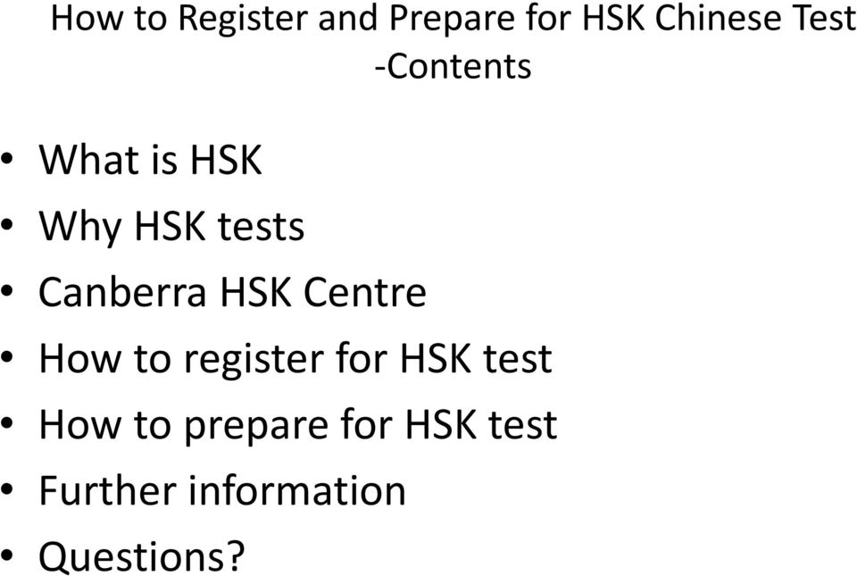Canberra HSK Centre How to register for HSK