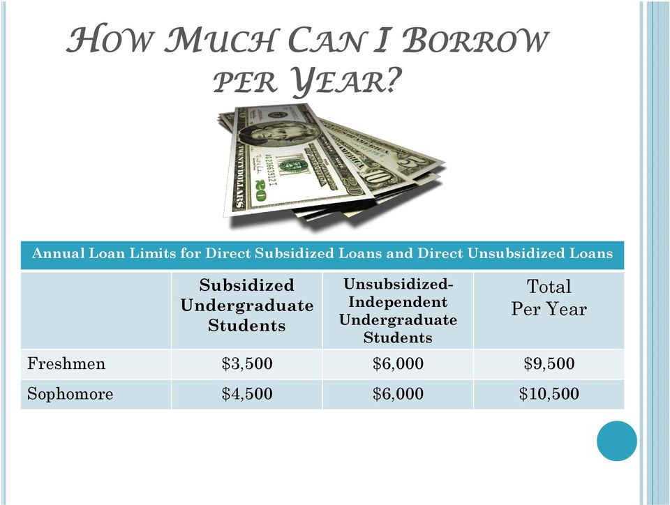 Unsubsidized Loans Subsidized Undergraduate Students Unsubsidized-