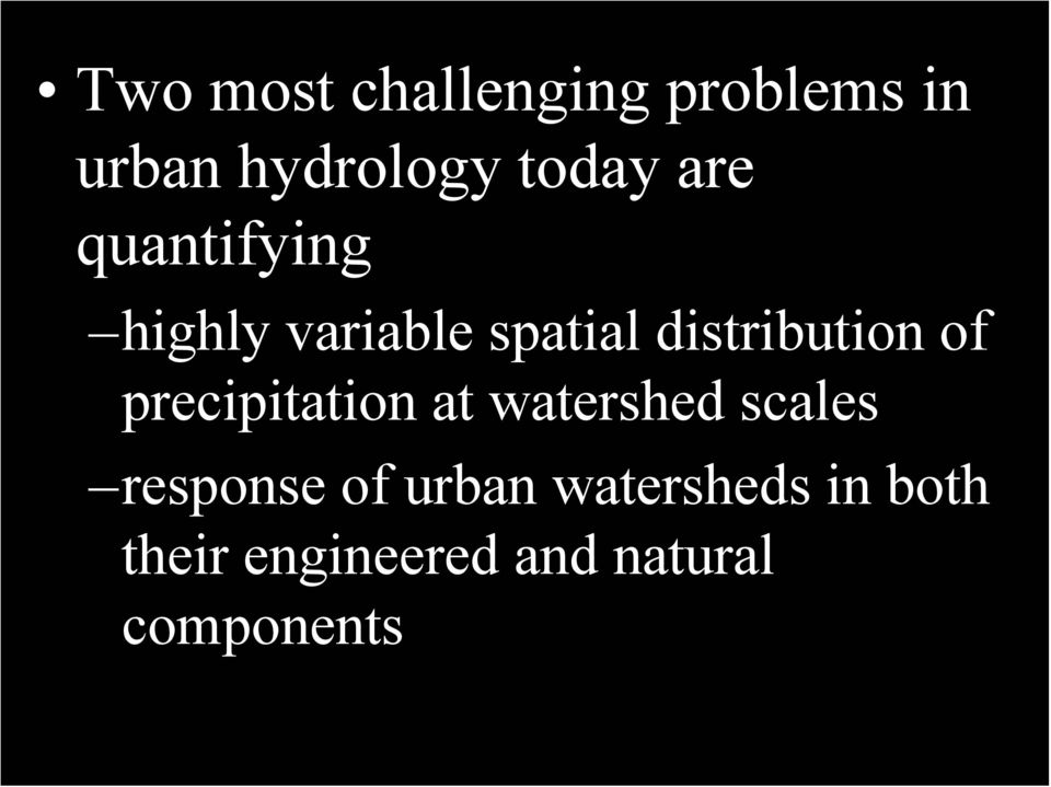 precipitation at watershed scales response of urban