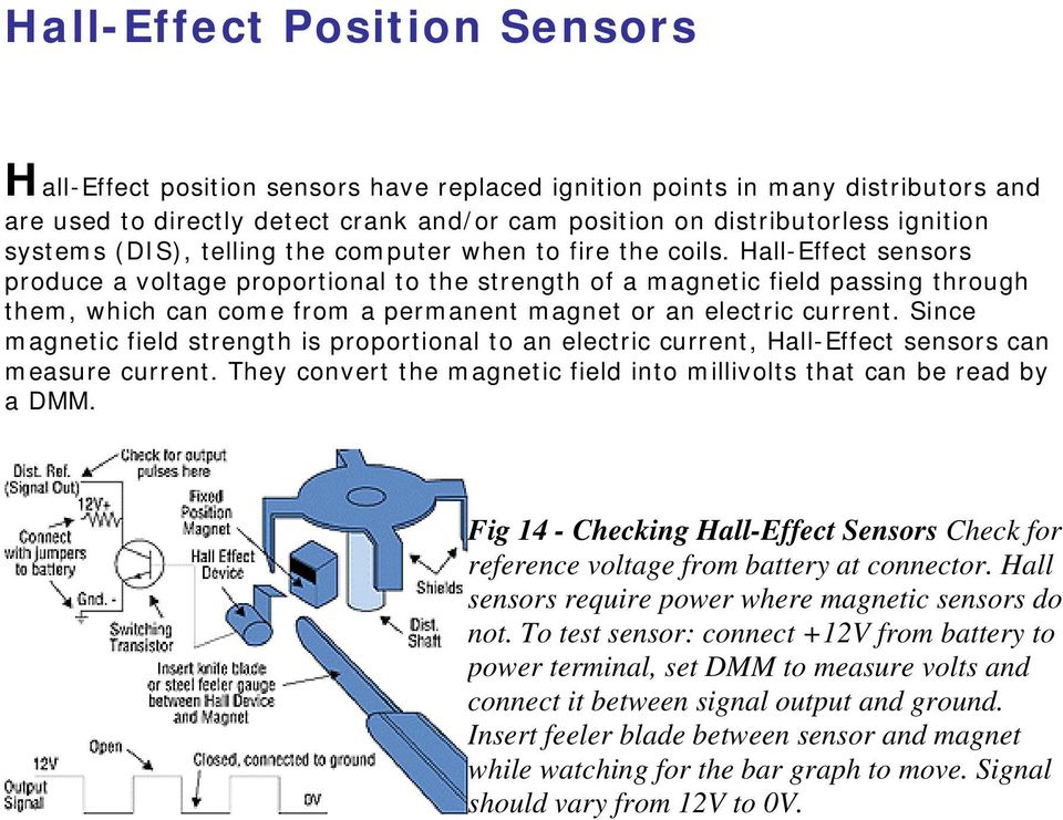 Hall-Effect sensors produce a voltage proportional to the strength of a magnetic field passing through them, which can come from a permanent magnet or an electric current.