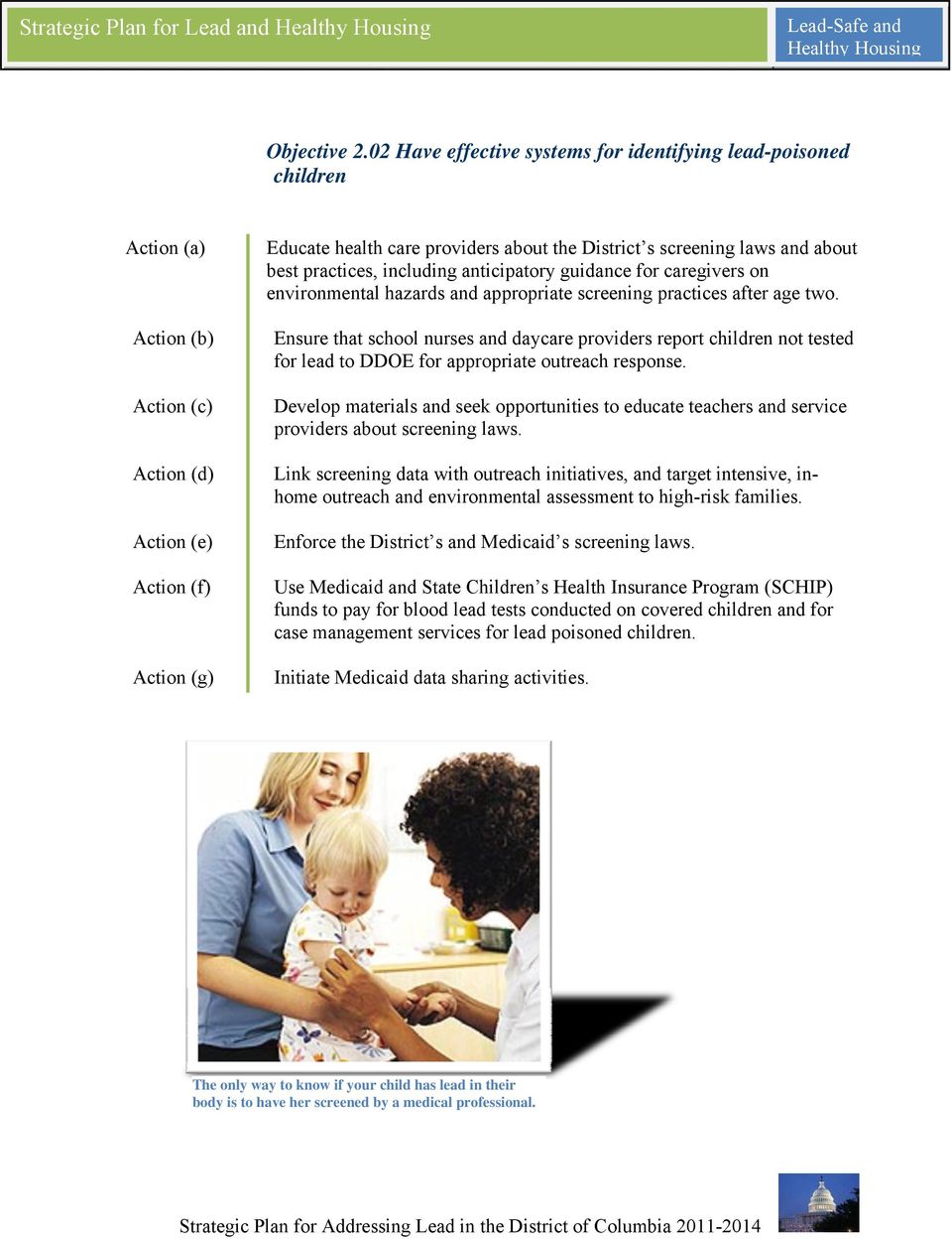 practices, including anticipatory guidance for caregivers on environmental hazards and appropriate screening practices after age two.
