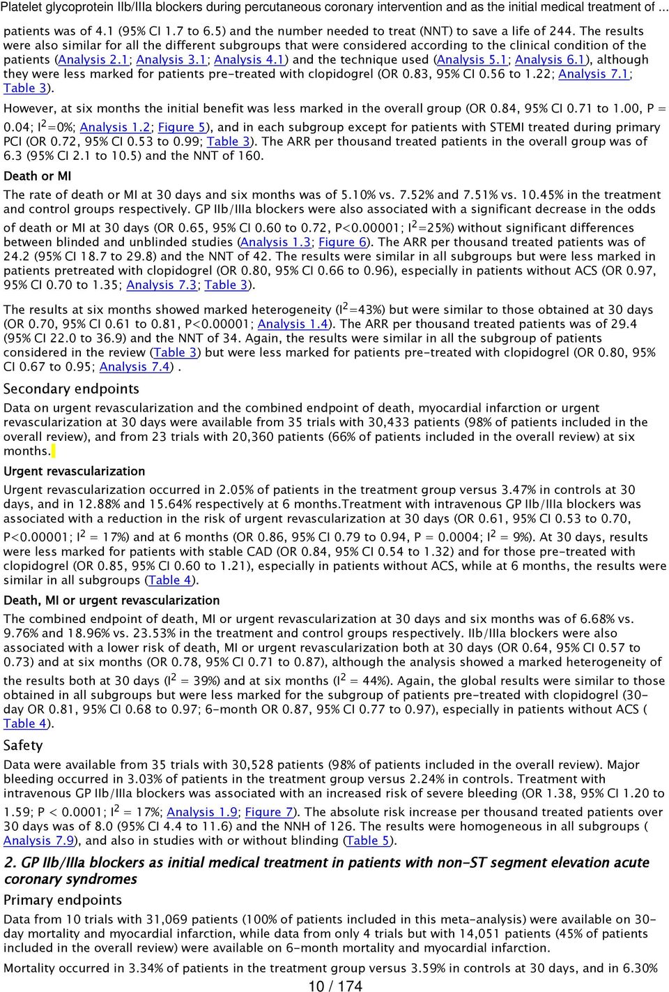 1) and the technique used (Analysis 5.1; Analysis 6.1), although they were less marked for patients pre-treated with clopidogrel (OR 0.83, 95% CI 0.56 to 1.22; Analysis 7.1; Table 3).