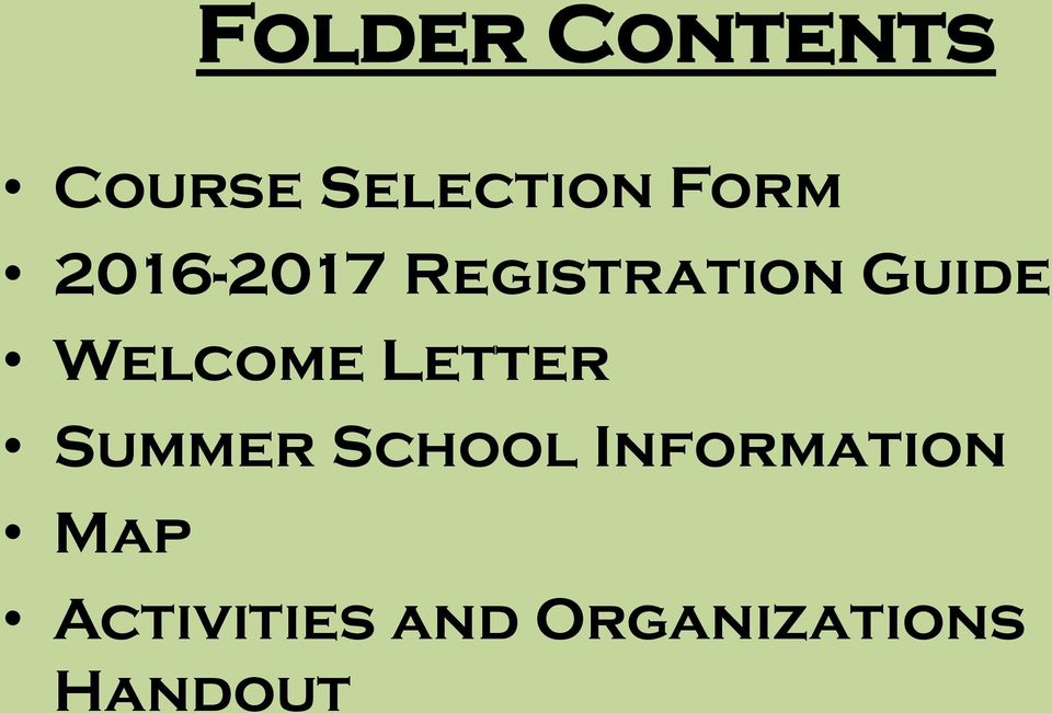 Welcome Letter Summer School