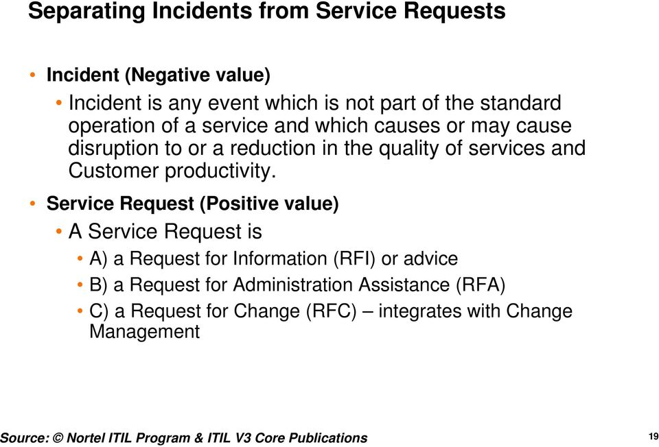 Request (Positive value) A Request is A) a Request for Information (RFI) or advice B) a Request for Administration Assistance