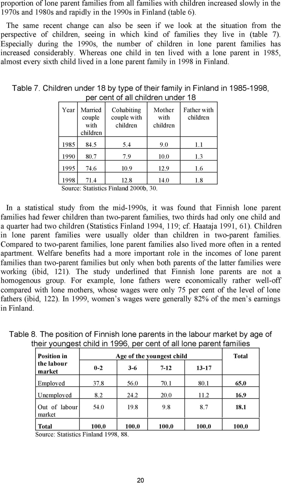 Especially during the 1990s, the number of children in lone parent families has increased considerably.