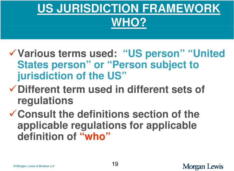 subject to jurisdiction of the US Different term used in different