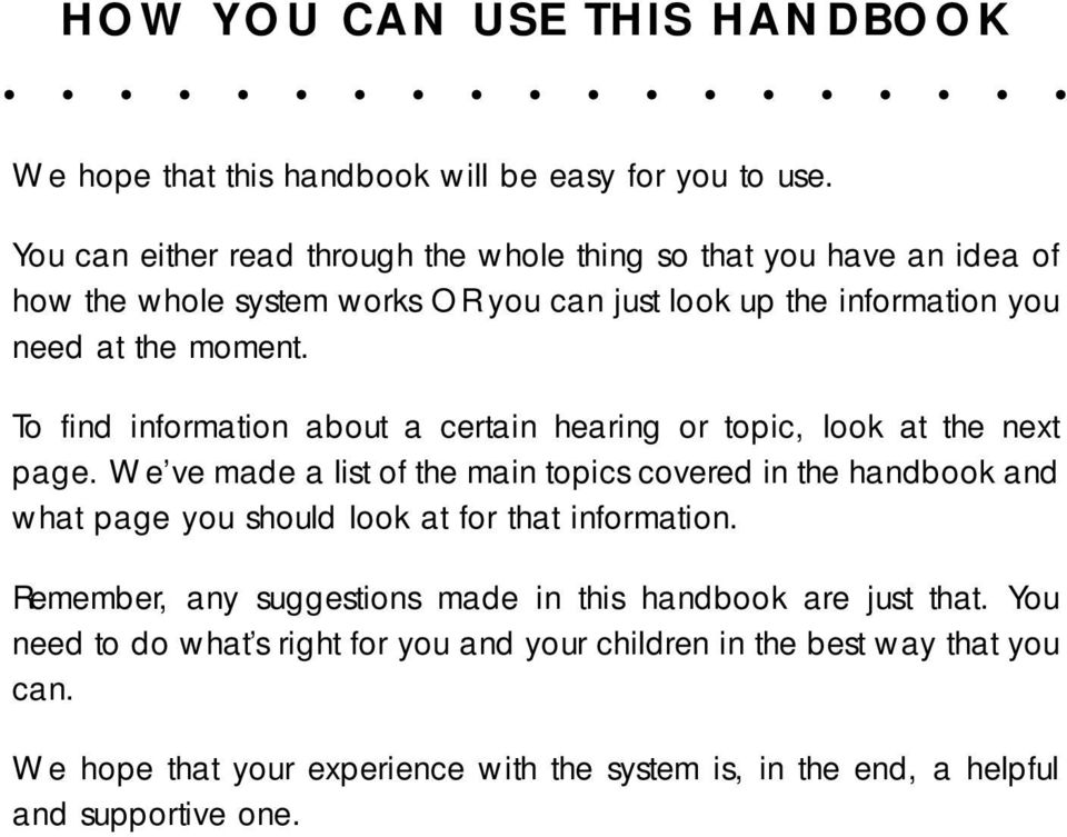To find information about a certain hearing or topic, look at the next page.