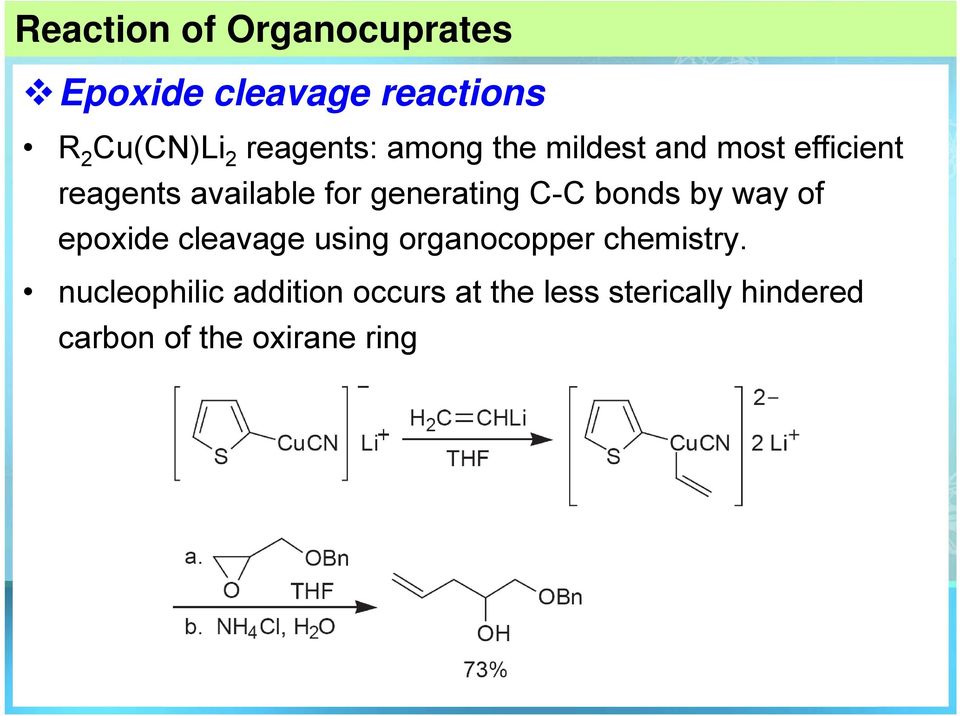 generating C-C bonds by way of epoxide cleavage using organocopper
