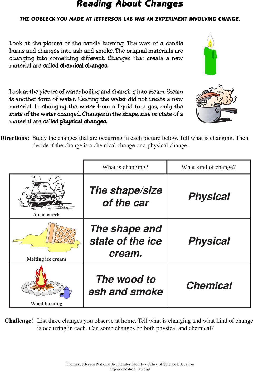 Steam is another form of water. Heating the water did not create a new material. In changing the water from a liquid to a gas, only the state of the water changed.