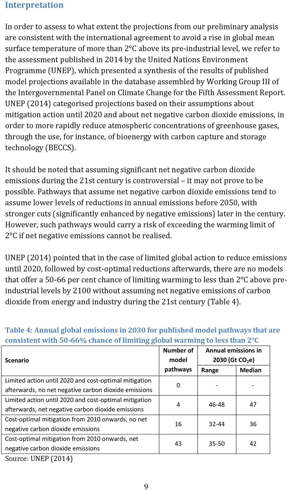 model projections available in the database assembled by Working Group III of the Intergovernmental Panel on Climate Change for the Fifth Assessment Report.