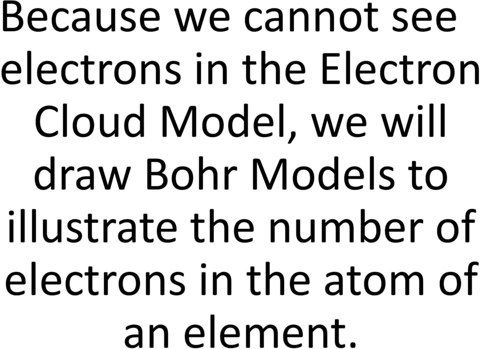 draw Bohr Models to illustrate the