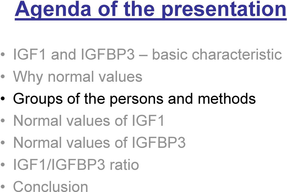 of the persons and methods Normal values of