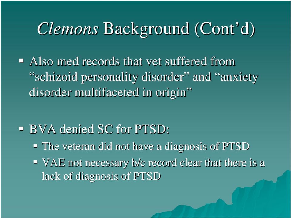 origin BVA denied SC for PTSD: The veteran did not have a diagnosis of