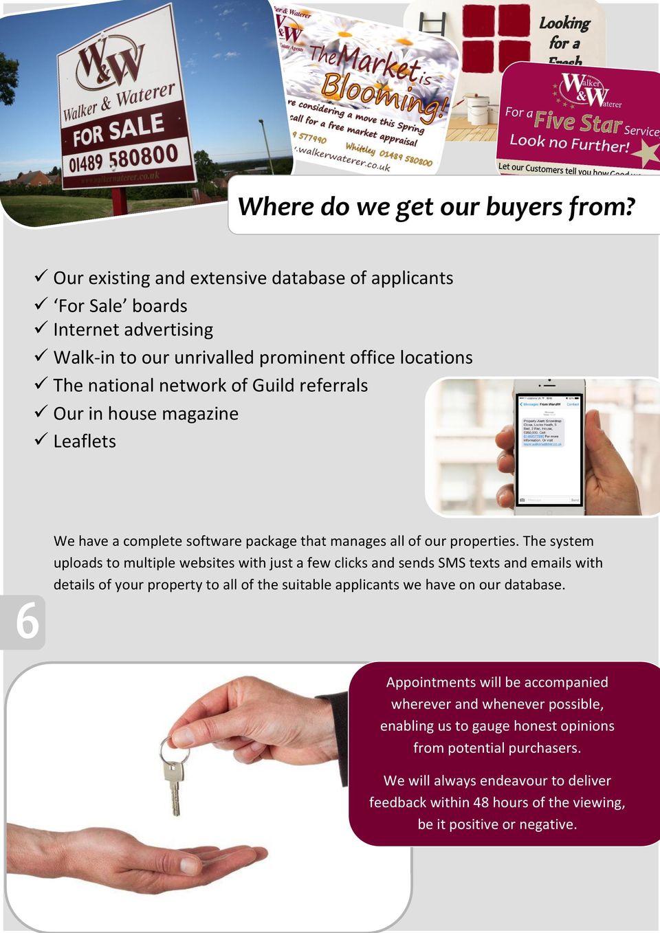 Our in house magazine Leaflets We have a complete software package that manages all of our properties.