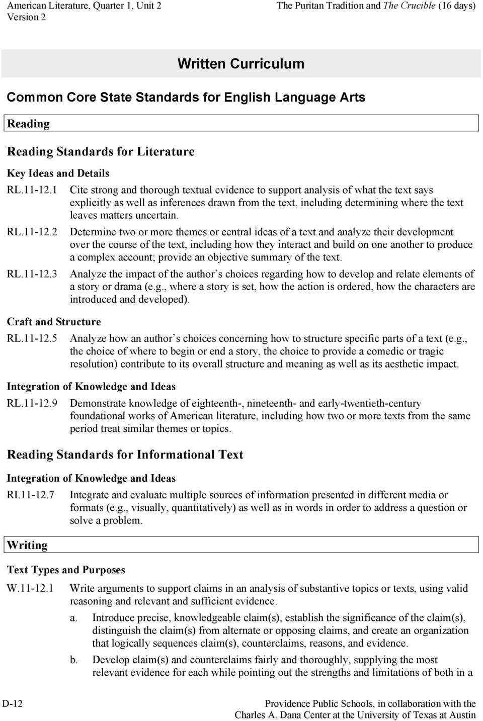 1 Cite strong and thorough textual evidence to support analysis of what the text says explicitly as well as inferences drawn from the text, including determining where the text leaves matters
