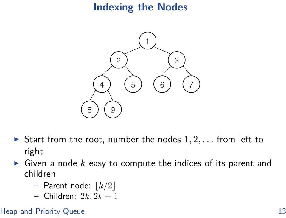 .. from left to right Given a node k easy to compute