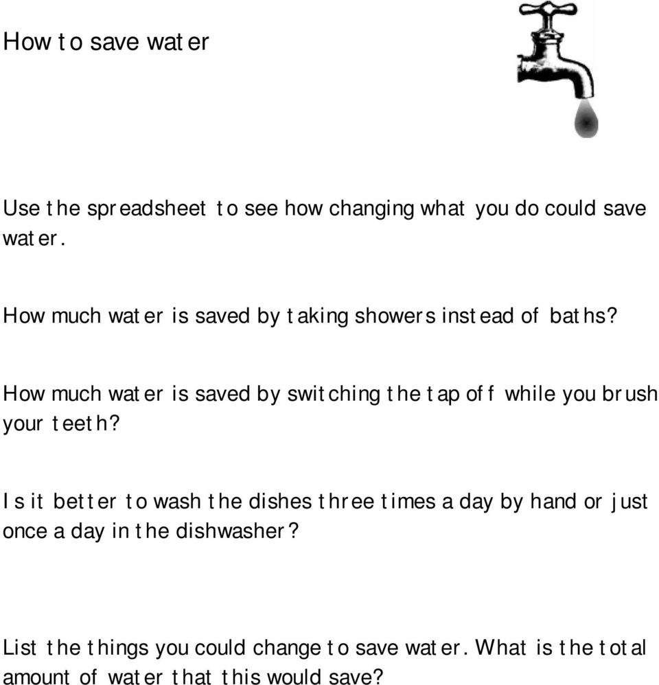 How much water is saved by switching the tap off while you brush your teeth?
