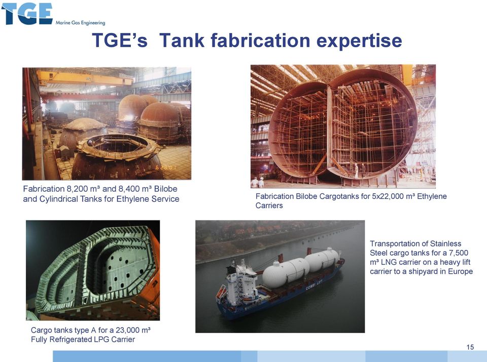 Transportation of Stainless Steel cargo tanks for a 7,500 m³ LNG carrier on a heavy lift