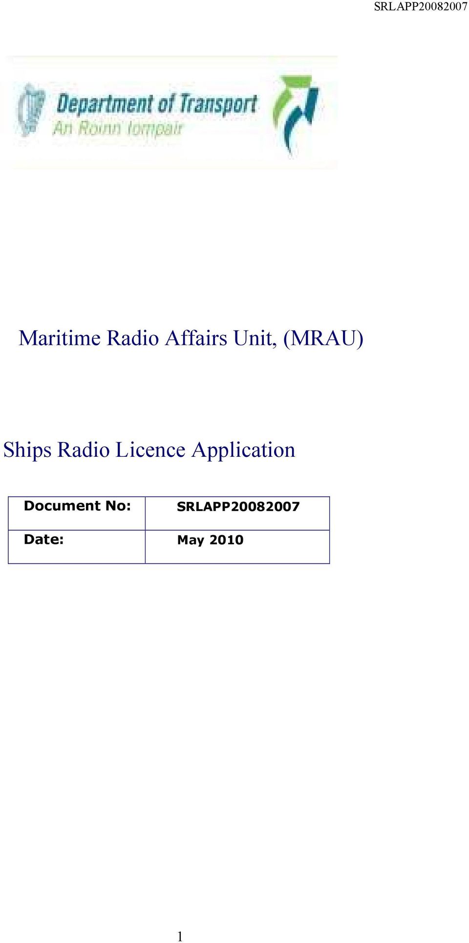 Ships Radio Licence Application