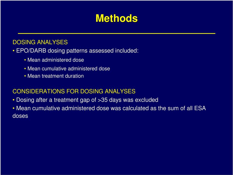 CONSIDERATIONS FOR DOSING ANALYSES Dosing after a treatment gap of >35 days