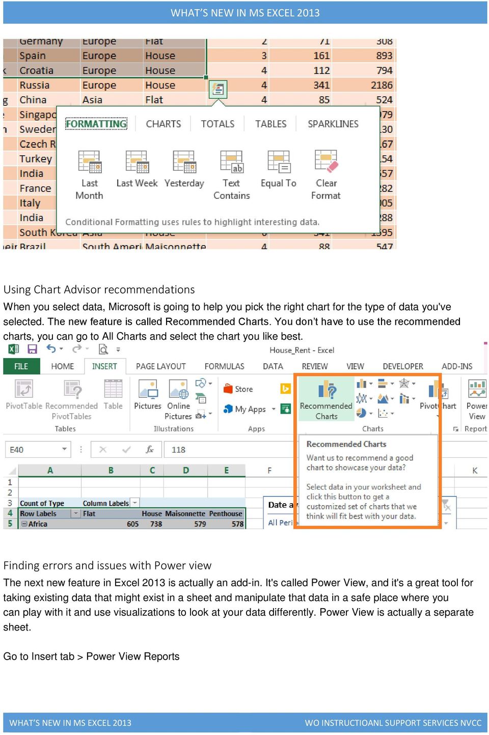 Finding errors and issues with Power view The next new feature in Excel 2013 is actually an add-in.