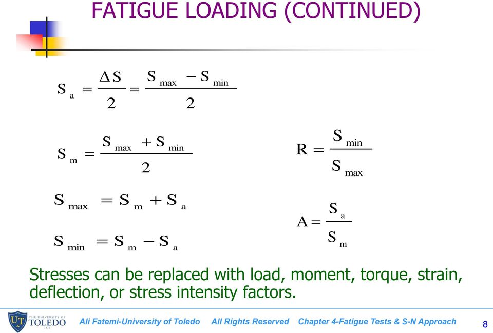 moment, torque, strain, deflection, or stress intensity factors.