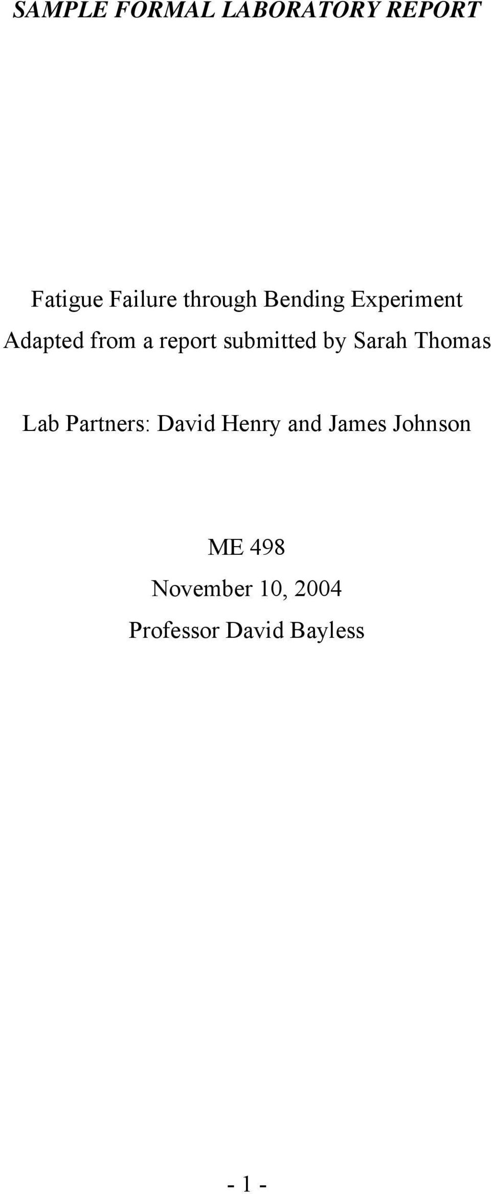 Sarah Thomas Lab Partners: David Henry and James