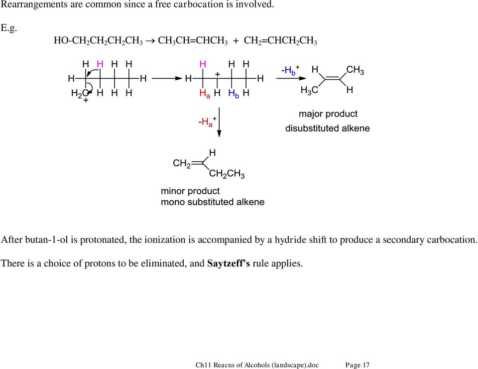 HO-CH 2 CH 2 CH 2 CH 3 CH 3 CH=CHCH 3 + CH 2 =CHCH 2 CH 3 After butan-1-ol is protonated,