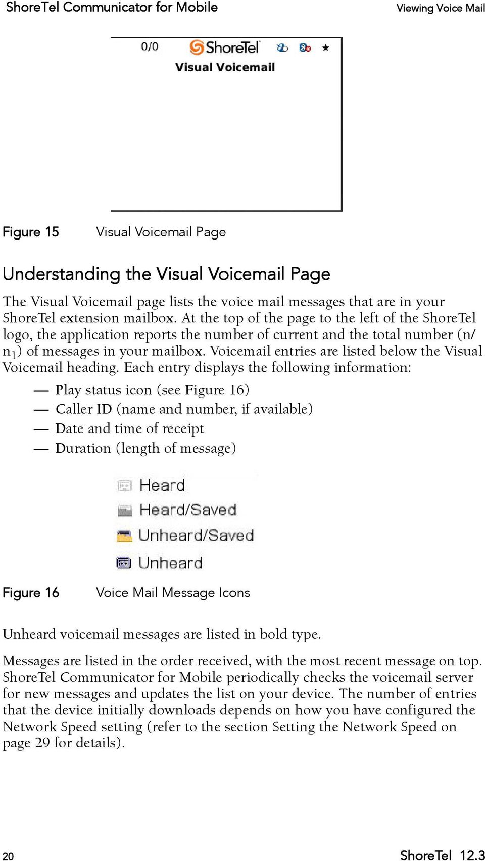 Voicemail entries are listed below the Visual Voicemail heading.