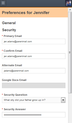 On this screen, you can set the following: Primary Email: Email address you want email subscriptions sent to. Alternate Email: Secondary email address you want email subscriptions sent to.
