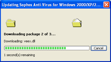 3. Once Step 2 has completed you will see the Sophos AutoUpdate installation windows appear. This is the initial stage of product installation and configuration and will take a few minutes. 4.